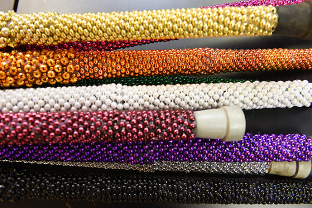 Theresa's product line of custom designs includes these fabulous bejeweled walking canes.