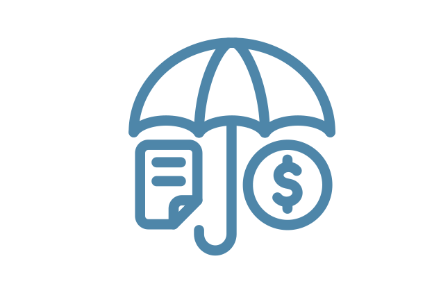 icon of an umbrella protecting documents and a dollar sign